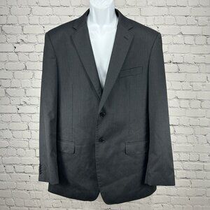Giorgio Sanetti Gray Wool Pinstripe 2 Button Double Vent Suit Jacket Size 44R
